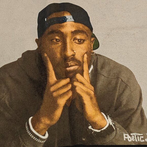 Tupac Graphic Tee Poetic Justice T-Shirt Black Size XL Columbia Pictures Rap - Picture 5 of 9